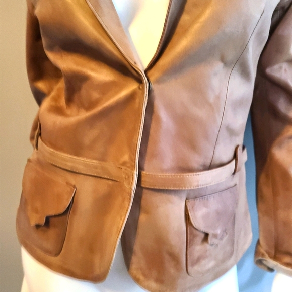 AEROPASTEL Tan Leather Jacket size Medium - Picture 8 of 12